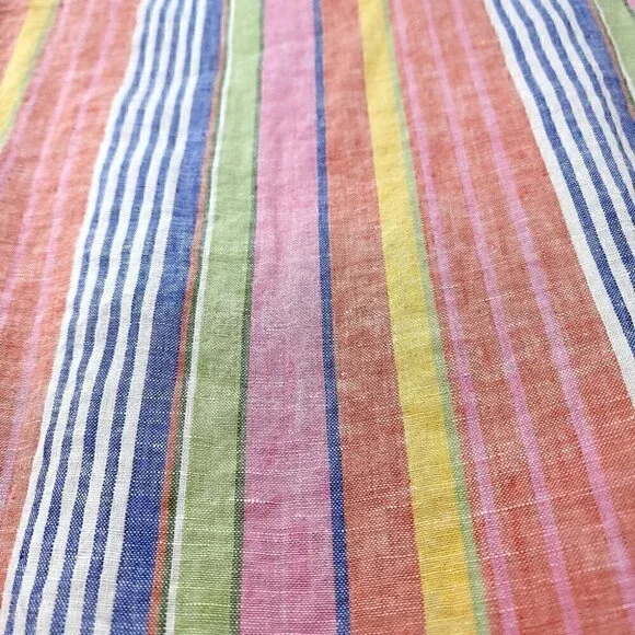 C&C California Colorful Striped Summer Top Round Neck  100% Linen Light Shirt - Picture 11 of 11